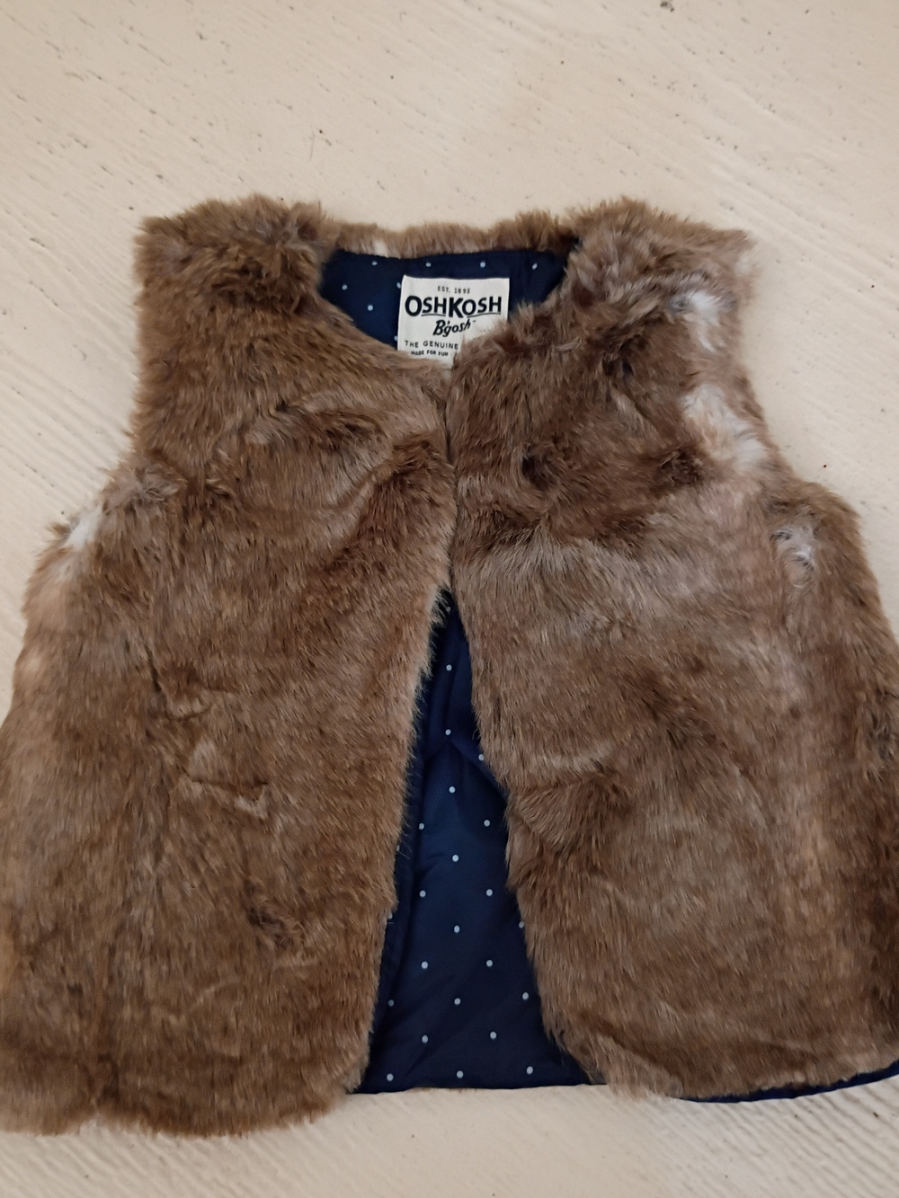 OshKosh B'gosh Faux Fur Vest Brown Girls 4T